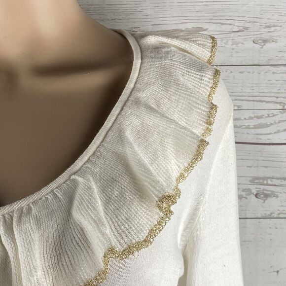 Chaps Sweater Glittery Trim Ruffled - Picture 4 of 12